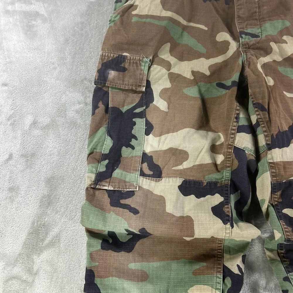 Camo Cargo Pants Mens 33x27 Green Ripstop Adjustable BDU Military Drawstring